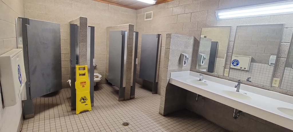 Modern bathroom at the campground in Flandrau State Park