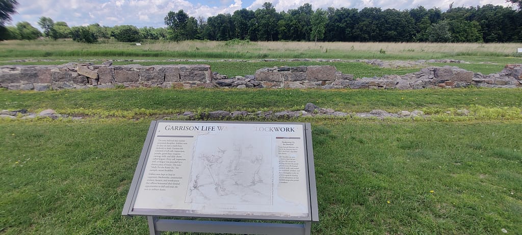 Stone outline of the barracks at Fort Ridgely in Fort Ridgely State Park in Fairfax, MN