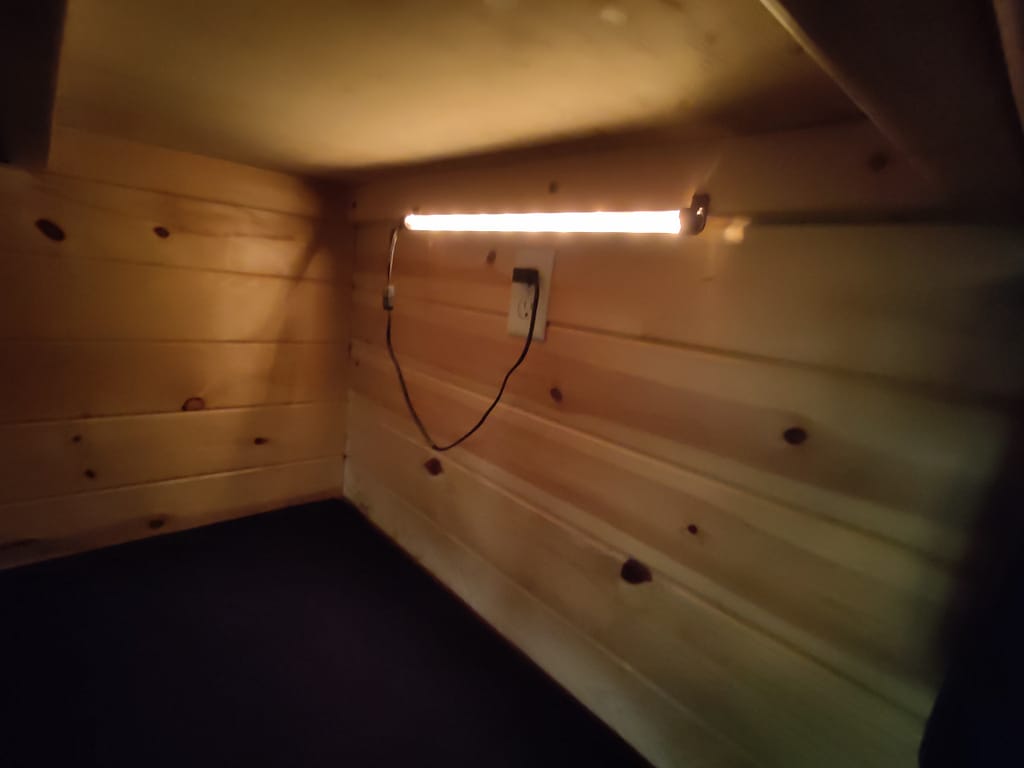 Light above each bed in Esker cabin at Glacial Lakes State Park in Starbuck, MN