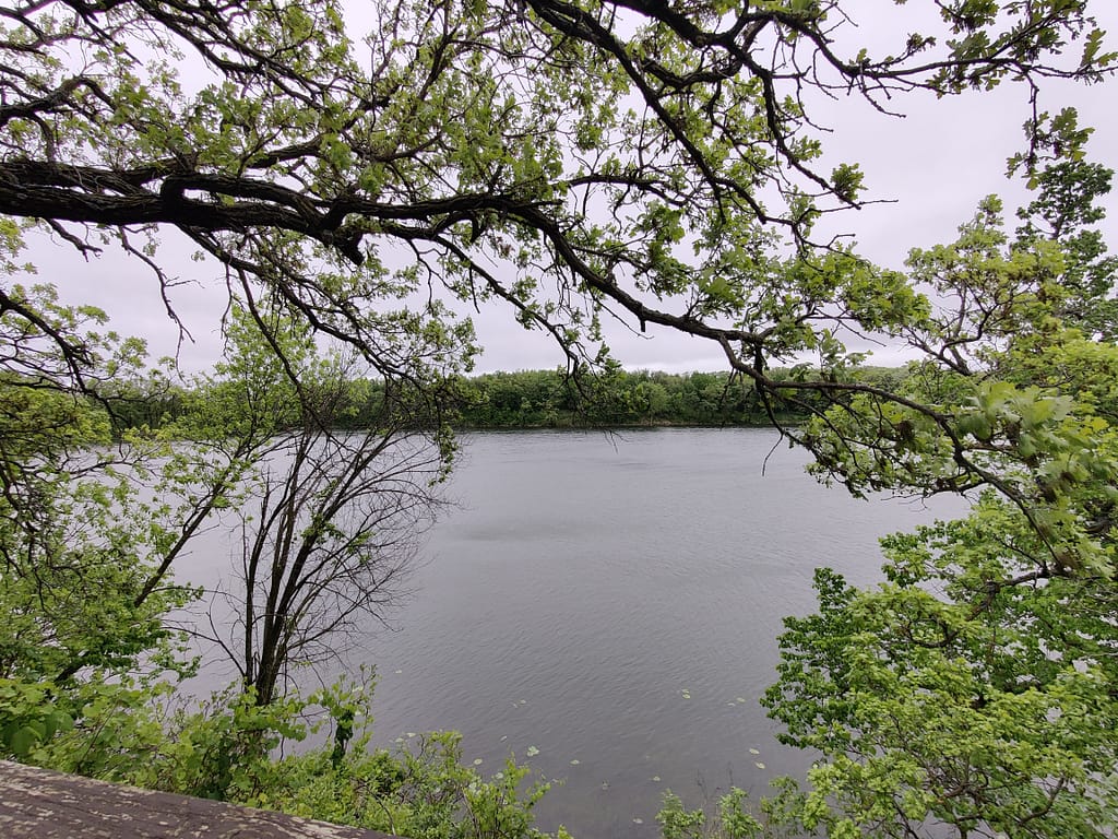 View of the lake near the cabins at Glacial Lakes State Park in Starbuck, MN