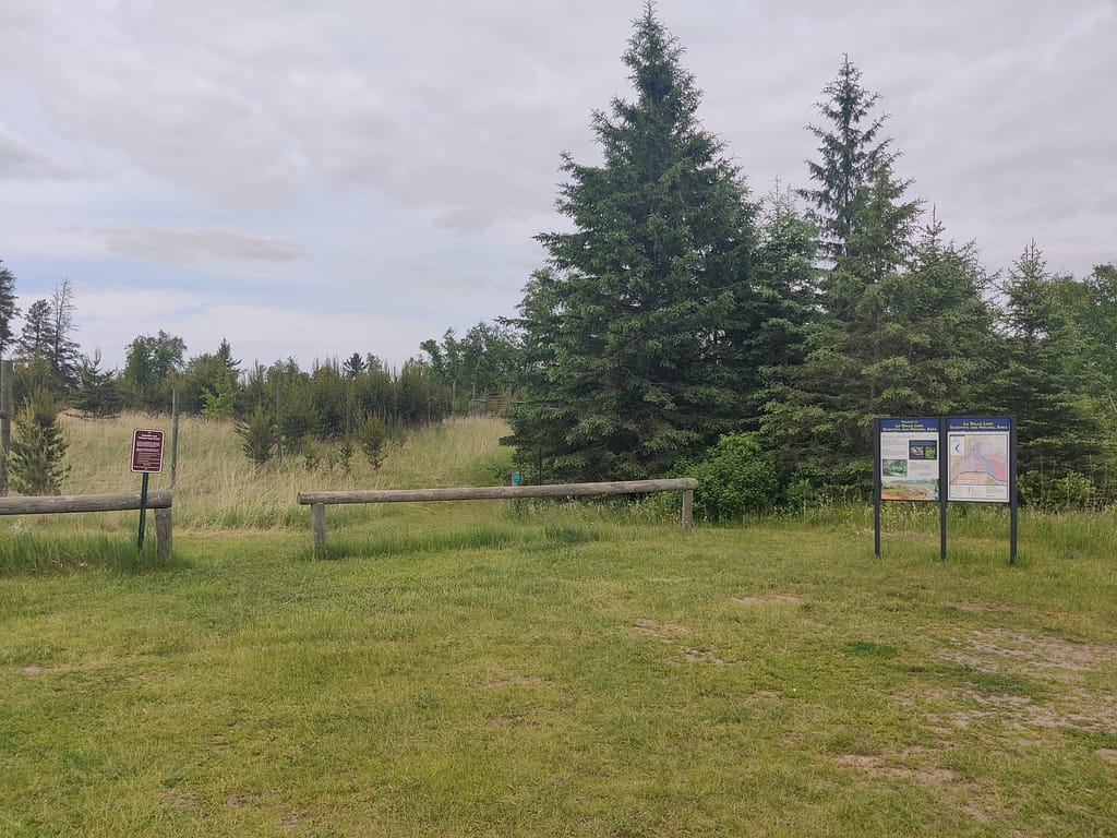 The River Overlook Trail trailhead at La Salle State Recreation Area in Solway, MN