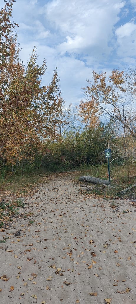 Sandy portion of the Zippel Bay Costal Path at Zippel Bay State Park