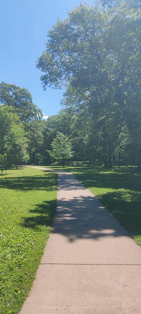Path leading to the waterfalls at Minneopa State Park in Mankato, MN