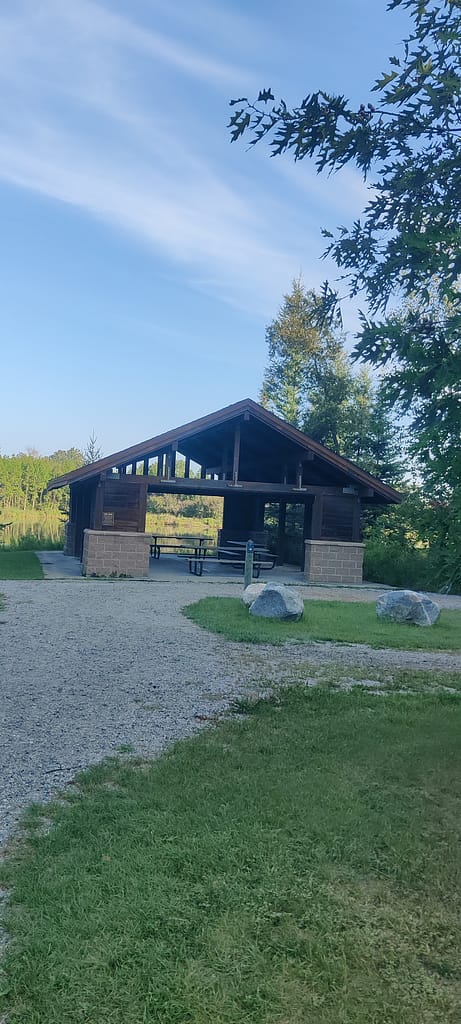 Pavilion on the river near the trailhead at Big Bog SRA in Waskish, MN