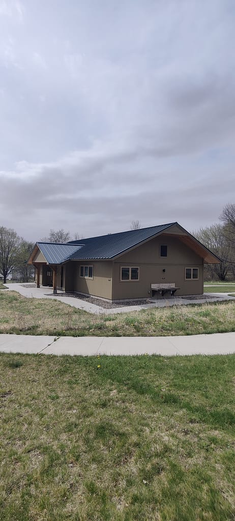 Modern restroom and shower building at Maplewood State Park in Pelican Rapids, MN