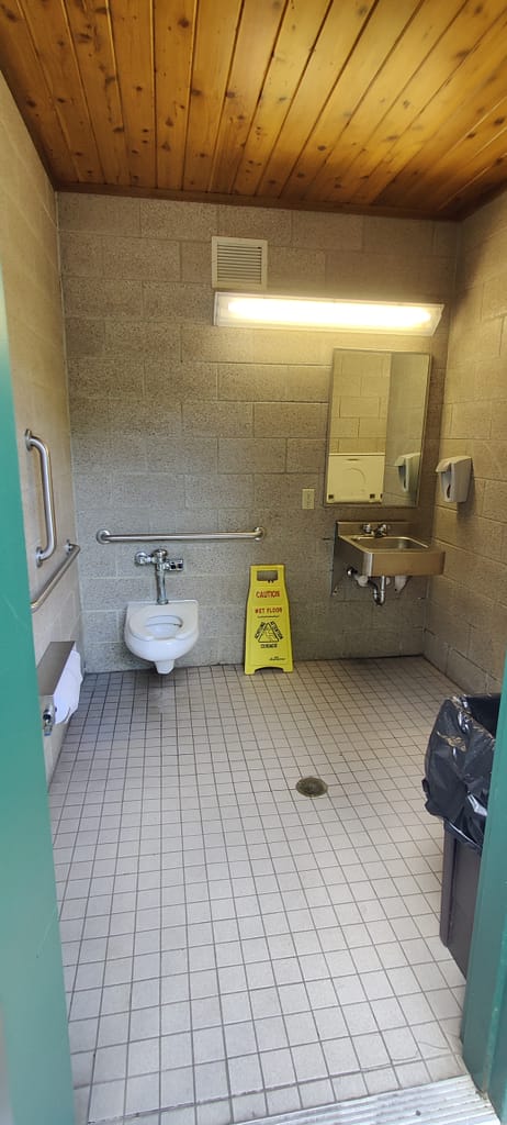 Accessible bathroom at the campground in Flandrau State Park. 