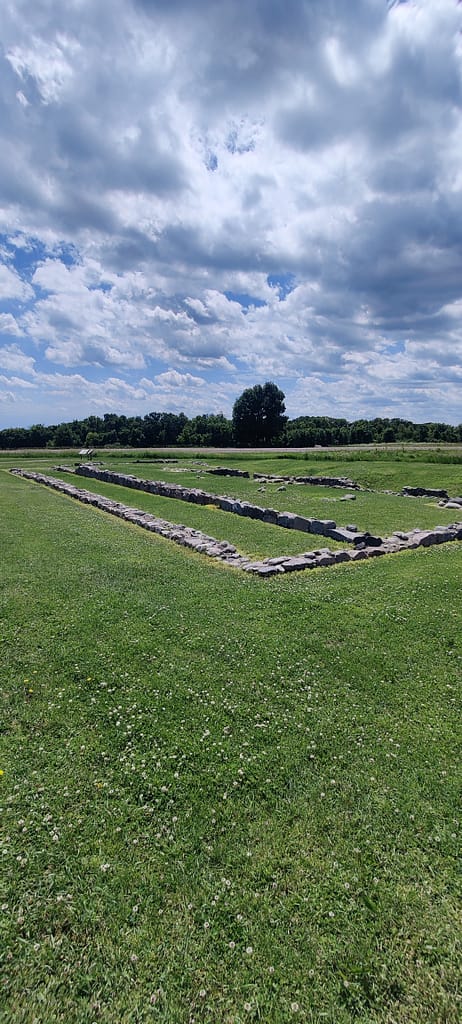 Stone outline of the floor plan of the officers' quarters (C) at Fort Ridgely in Fort Ridgely State Park in Fairfax, MN