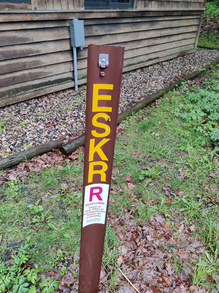 Marker for Esker cabin at Glacial Lakes State Park in Starbuck, MN