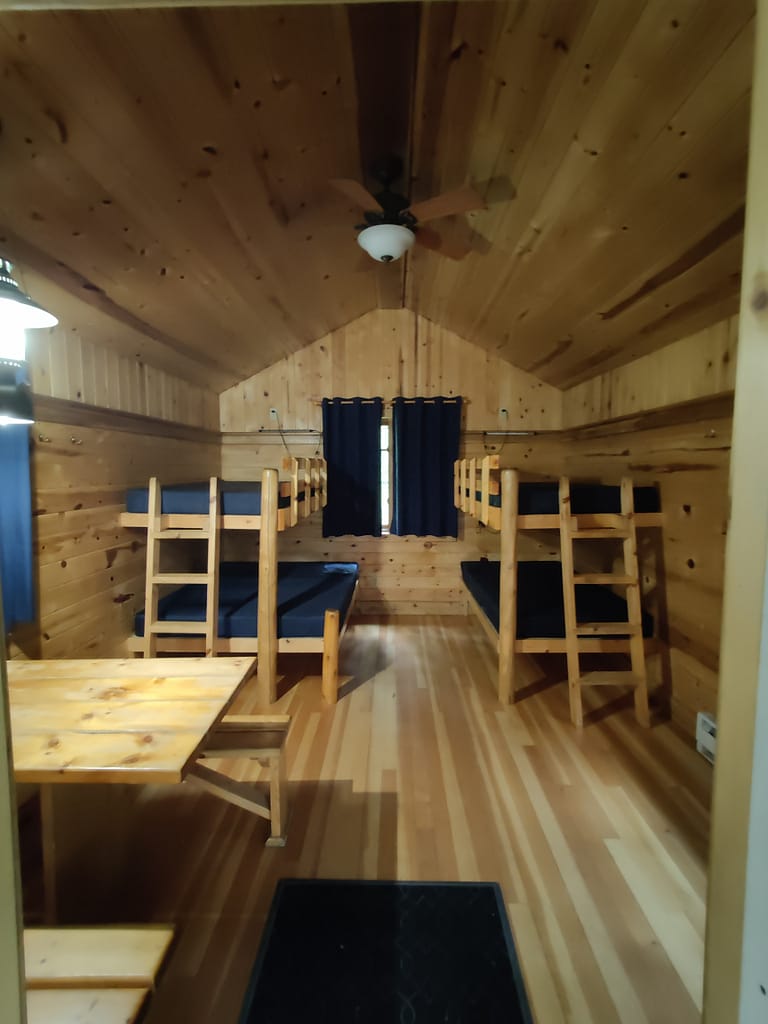 Interior of Esker cabin at Glacial Lakes State Park in Starbuck, MN
