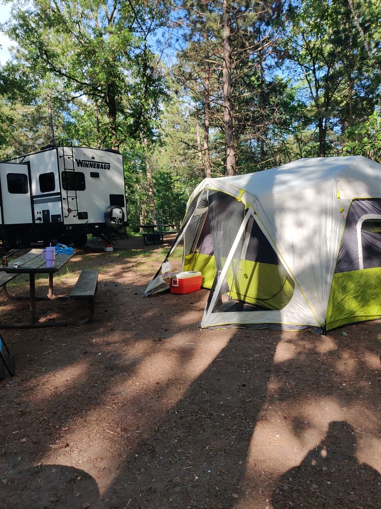 My campsite at Lake Bemidji State Park in Bemidji, MN
