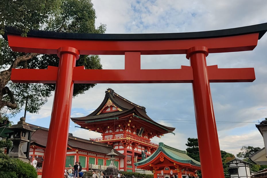 Torii gate at the entrance of Fushimi-Inari Shrine in Kyoto, Japan
