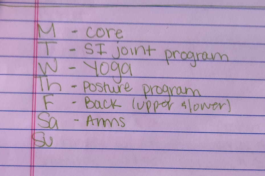 Handwritten strengthening routine