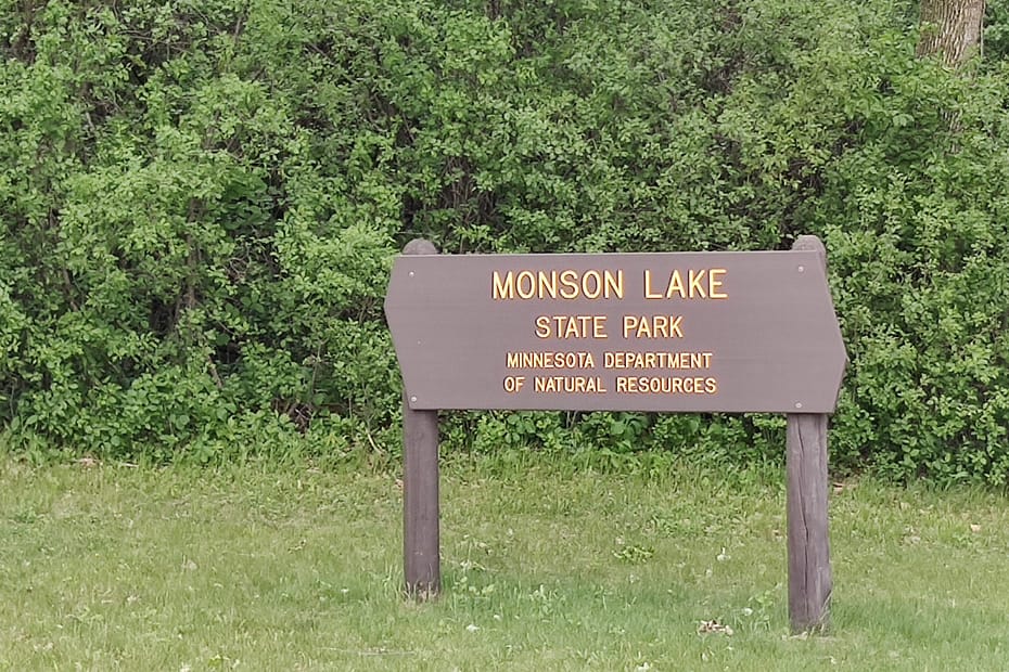 Sign that reads Monson Lake State Park
